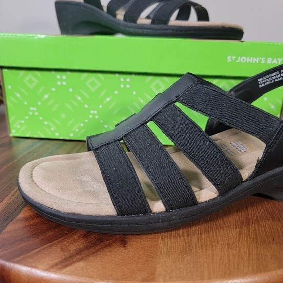 St. John's Bay Black Stretchy Straps Slip On Sandals Size 8 - Picture 5 of 17